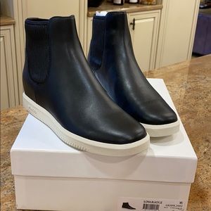 Vince black high top leather sneaker